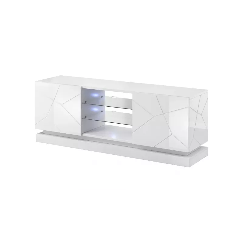 TV spintelė cama meble QIU 160 – baltas blizgus MDF, 1600×420×570 mm