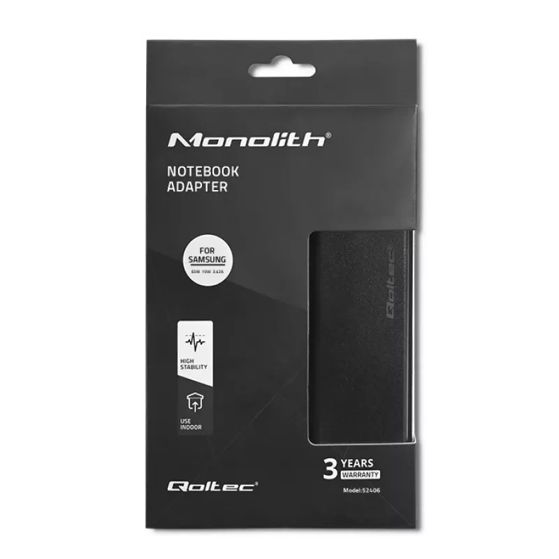 Maitinimo adapteris QOLTEC 65W 19V 3.42A nešiojamiesiems kompiuteriams