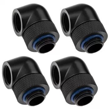 Adapteris 90° G1/4 colio vyras į G1/4 colio moterį, sukamasis, XSPC, juodas, 4 vnt. pakuotė
