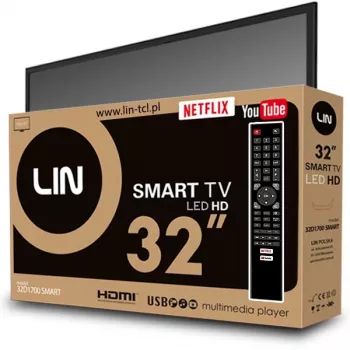 32 colių LIN 32D1700 SMART LED TV, HD-Ready 1366x768, DVB-T2, Wi-Fi, 2×HDMI, 2×USB, 81,3 cm
