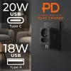 Maitinimo daliklis MACLEAN MCE249 F/B – 2 AC lizdai (16A + 6A) su 2×USB-A ir 2×USB-C PD 20W, EU kištukas, juodas