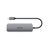USB šakotuvas Unitek P5+ — 5 prievadų (4 × USB 3.2 Gen 2 Type-A), USB 3.2 Gen 1 pagrindinis, 5 Gbit/s, 10 W PD, aliuminis, pilka
