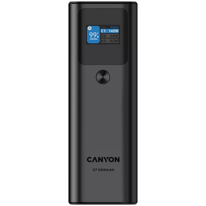 Canyon PB-2010 Powerbankas - Li-Pol - 27 000 mAh - Skaitmeninis Ekranas - 2xUSB-C + 1xUSB-A - 140W