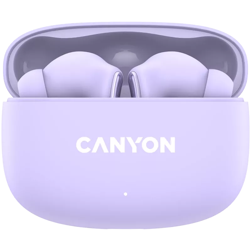 Ausinės Canyon TWS-9 CNS-TWS9P – Tikros belaidės – Bluetooth 5.4 – Į ausis – 6h + 30h veikimo laikas – USB-C įkrovimo dėklas – Liečiamas valdymas – alyvinė
