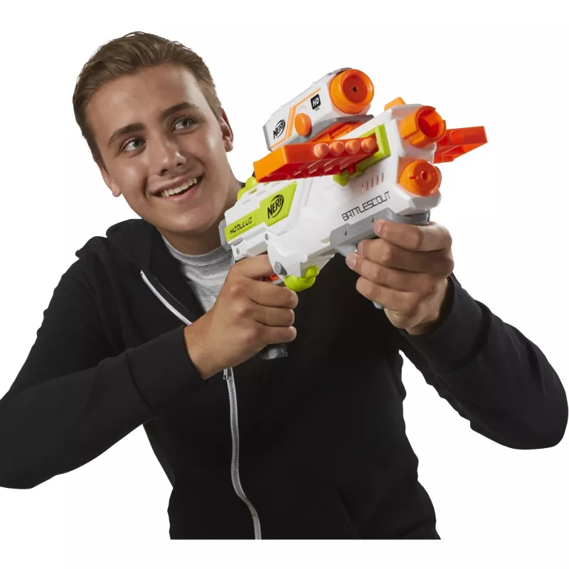 Pistoletas su putplasčio strėlėmis HASBRO Nerf BattleScout ICS-10 FFP B1756F030 – vieno šūvio, taktinis bėgelis