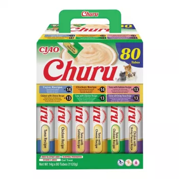 Šlapias skanėstas katėms INABA CHURU 80P Vištiena ir Tunas – 80 vnt. po 14 g tūbelių