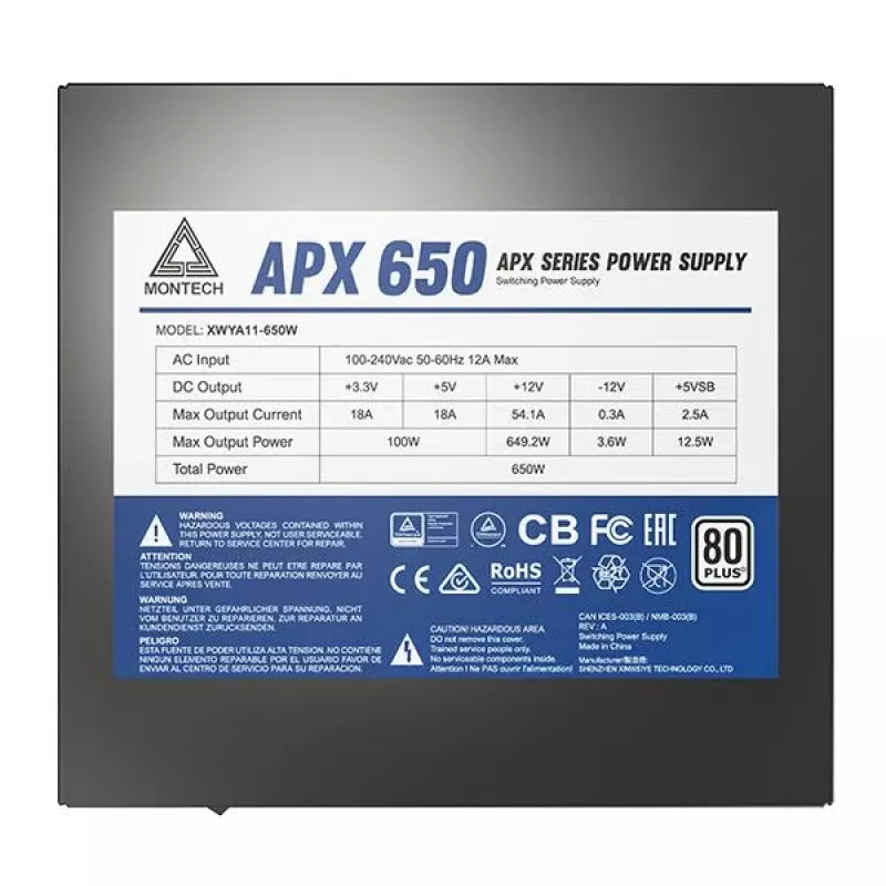 Montech APX650 maitinimo blokas 650 W 20+4 pin ATX ATX Juodos spalvos