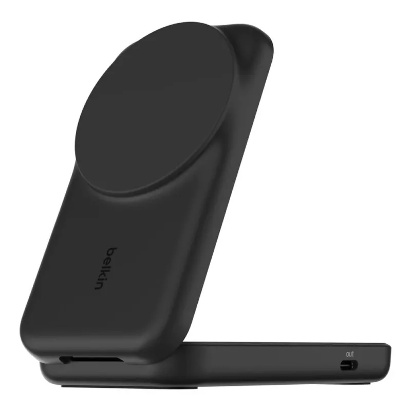 Belkin UltraCharge 25 W Qi2 2 viename sulankstoma belaidė krovimo stotelė, juoda (WIZ038KQBK)