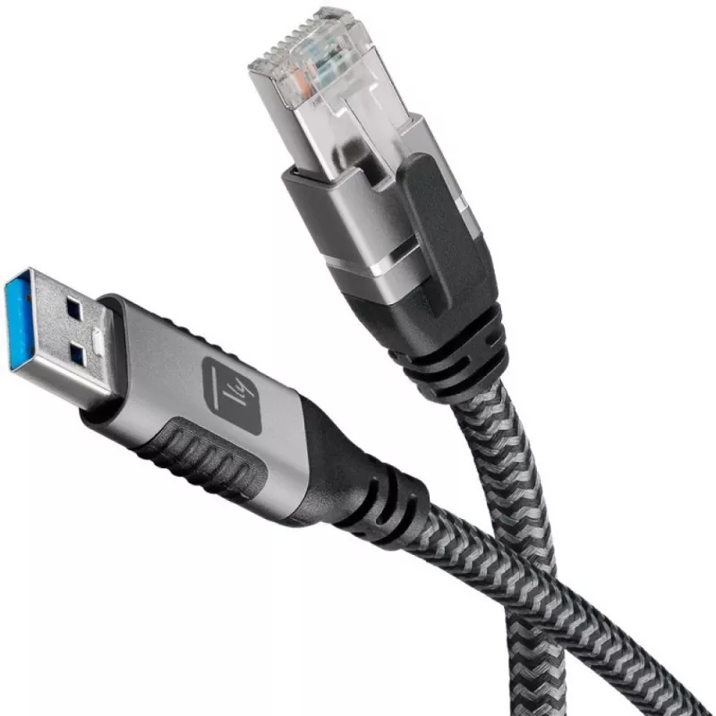Techly ICOC U3A-RJ45-010 USB-A į Gigabit Ethernet adapterio kabelis, 1 m, juodas/sidabrinis