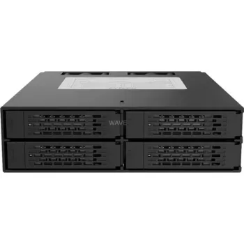 ICY DOCK ToughArmor MB994SP-4S – 4 vietų SAS/SATA 2,5 colio vidinis kietųjų diskų narvelis, be dėklų, aliuminis, juodas, SAS/SATA 6 Gbit/s, 40 mm ventiliatorius