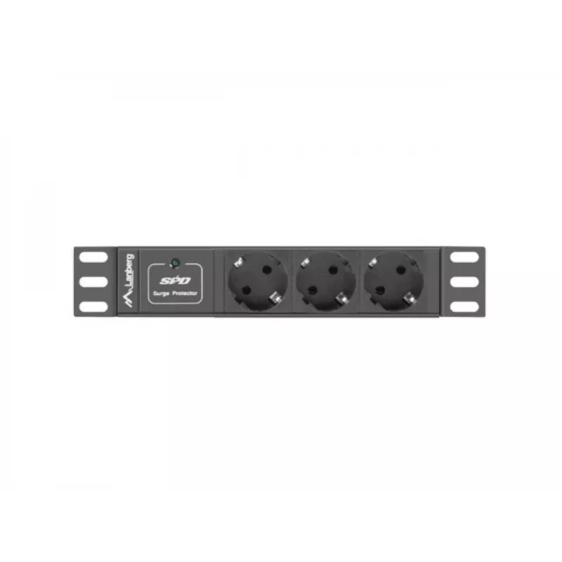 Lanberg PDU-03F-0200-BK maitinimo skirstytuvas (PDU) 1U juodas 3 AC išėjimai (PDU-03E-0200-IEC-BK)