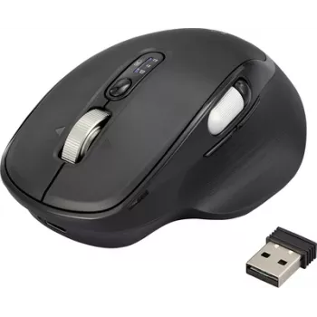 Renkforce RF-WM-220 Belaidė pelė, Bluetooth®, dydis M/L, optinė, juoda, 11 mygtukų, 4800 dpi, ergonomiška, Easy Switch 3 įrenginiai, Multipair funkcija (RF-6857524)