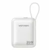Vention FHEN0 nešiojamas įkroviklis (power bank), 10000 mAh, 35 W, su integruotu USB-C kabeliu, smėlio spalvos