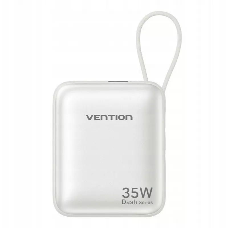 Vention FHEN0 nešiojamas įkroviklis (power bank), 10000 mAh, 35 W, su integruotu USB-C kabeliu, smėlio spalvos