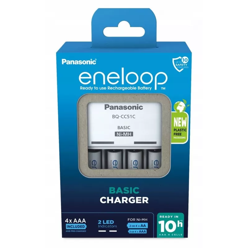 Panasonic Eneloop Basic BQ-CC51 įkroviklis + 4x AAA 800 mAh (K-KJ51MCD04E)