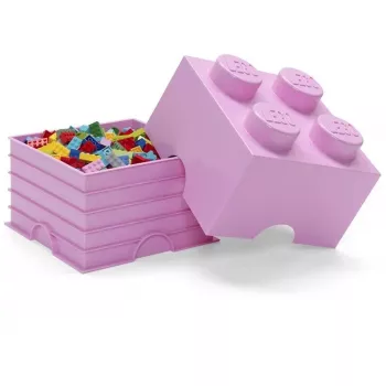 LEGO laikymo plyta Room Copenhagen 4, rožinė — LEGO Storage Brick 40031738, sukraunamas konteineris žaislams ir tekstilei