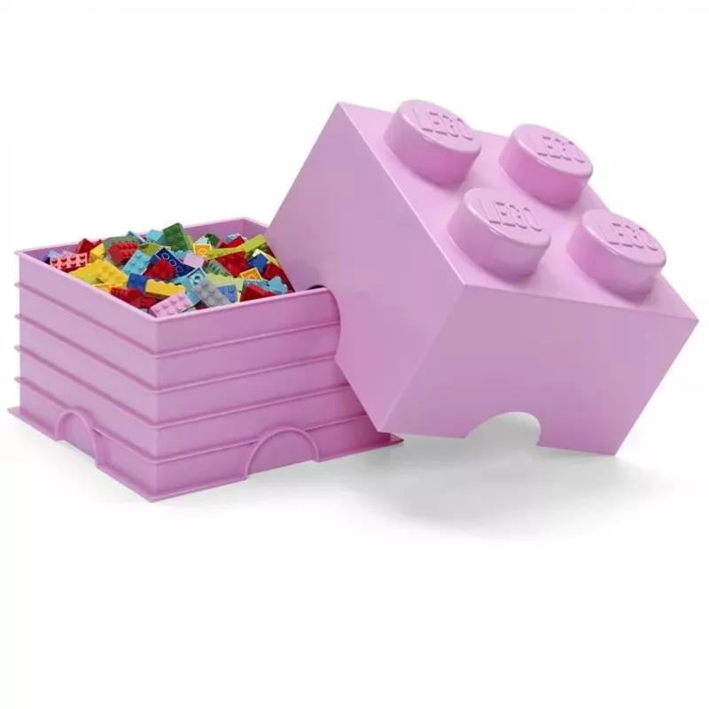 LEGO laikymo plyta Room Copenhagen 4, rožinė — LEGO Storage Brick 40031738, sukraunamas konteineris žaislams ir tekstilei