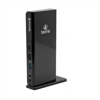TERRA MOBILE 732 USB-A/C dvigubo ekrano dokavimo stotelė su 5V/4A maitinimo šaltiniu ir USB-A/C laidu nešiojamiesiems kompiuteriams (1480379)