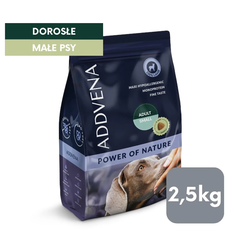 ADDVENA Power of Nature Adult Small Lamb – sausas ėdalas šunims – 2,5 kg