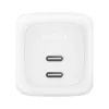 Greitasis AC sieninis įkroviklis Belkin WCH020KQ2MWH-B6 — 2x USB‑C, 2 m integruotas kabelis, baltas