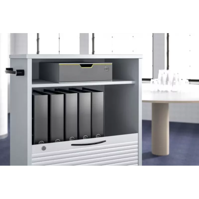 Dėžutė dokumentams Durable VARICOLOR 760127 pilka plastikinė su užrakinamu stalčiumi