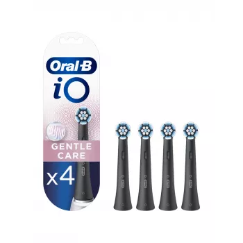 Šepetėlių galvutės Oral-B iO Gentle Care — 4 vnt., juodos, keičiamos