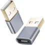 Adapteris helos 304282 USB 2.0 Type-C moteriškas į USB 2.0 vyrišką, tamsiai pilkas