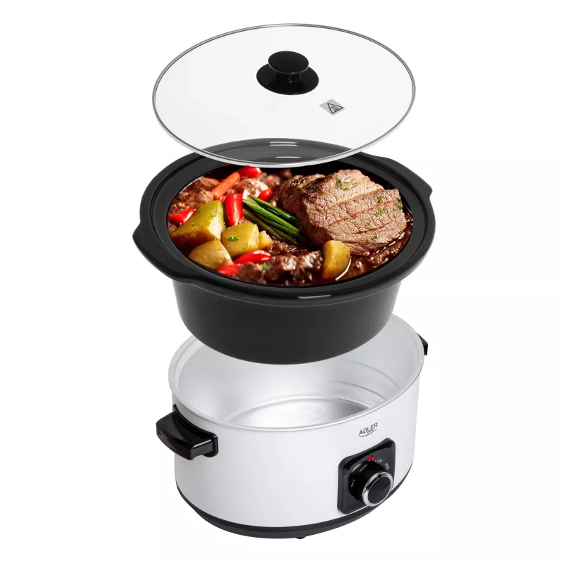 Adler AD 6413r Lėtai verdantis puodas, 5,8 l, Baltas