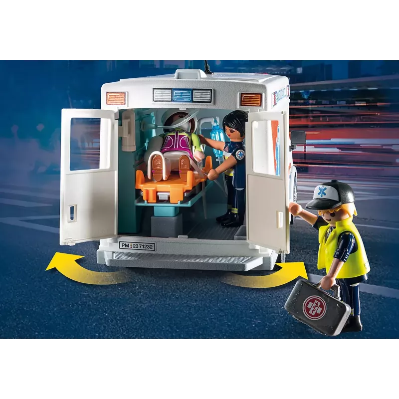 Žaislinis greitosios pagalbos automobilis PLAYMOBIL 71232 – įvairiaspalvis, nuo 4 iki 10 metų, AAA baterija