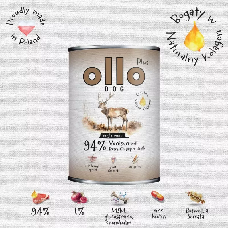 Ollo Plus Kolagen Venison 400g konservai šunims