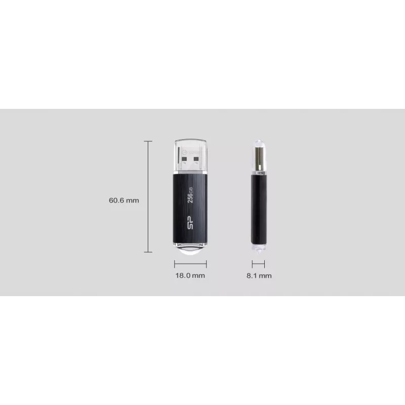 SILICON POWER Blaze B02 USB atmintukas 256 GB USB Type-A 3.2 Gen 1 (SP256GBUF3B02V1K) Juoda