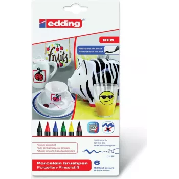 Markeris Edding 4200 juoda, mėlyna, ruda, žalia, raudona, geltona 6 vnt.