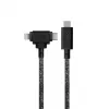 Įkrovimo ir duomenų laidas native union Belt Cable Duo Pro USB-C į USB-C ir Lightning, juodas