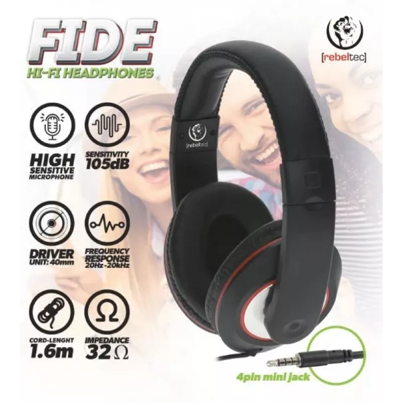Rebeltec ausinės Fide Over-Ear juodos