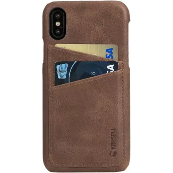 Dėklas Krusell Sunne 2 iPhone X, autentiška oda, ruda