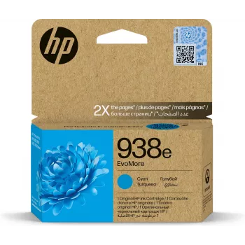 Kasetė HP 938e EvoMore Cyan – standartinė talpa, vienetinis paketas, ~1650 puslapių