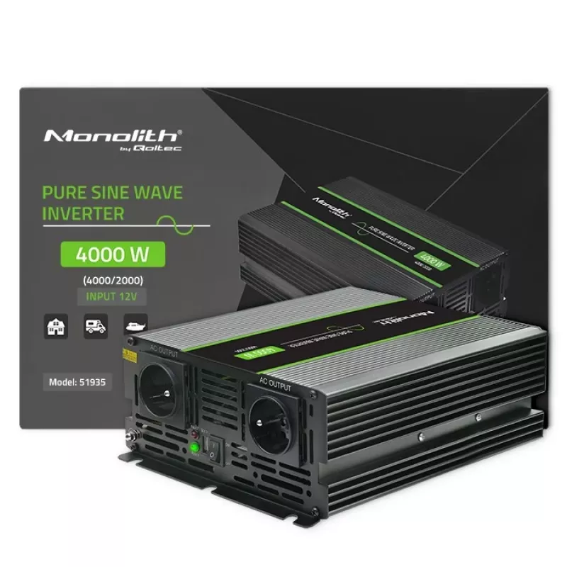 Qoltec Monolith automobilinis keitiklis 4000 W juodas