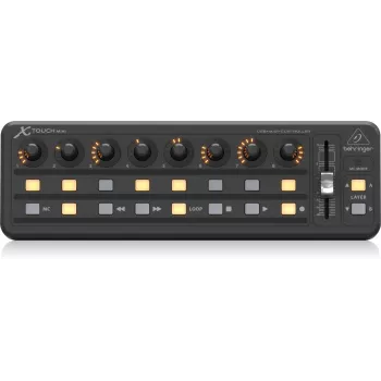 MIDI klaviatūra USB Behringer X-TOUCH MINI, valdymo tipai: mygtukai, sukamieji reguliatoriai, slankikliai