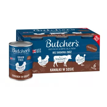 BUTCHER'S Original Mega paketas mišinys su daržovėmis padaže – šlapia šunų ėdalo pakuotė – 6 x 400 g