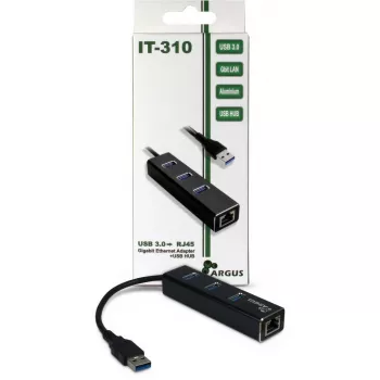 Inter-Tech Argus IT-310 - USB 3.0 ir Ethernet stalinis centras