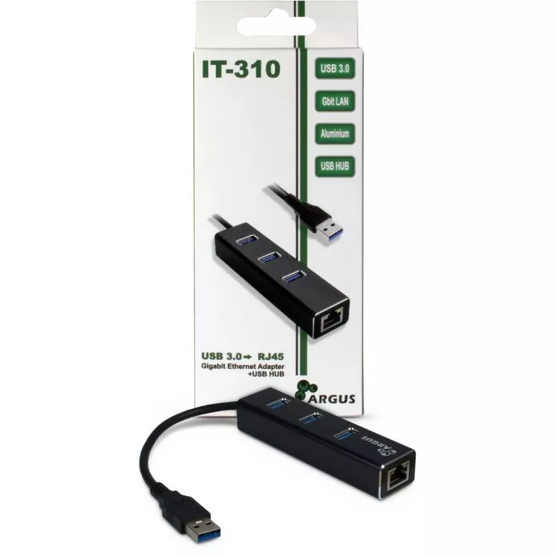 Inter-Tech Argus IT-310 - USB 3.0 ir Ethernet stalinis centras