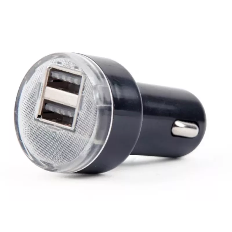 Automobilinis kroviklis Gembird EG-U2C2A-CAR-02, 12–24 V įėjimas, 5 V/2,1 A išėjimas, 2× USB 2.0, juodas