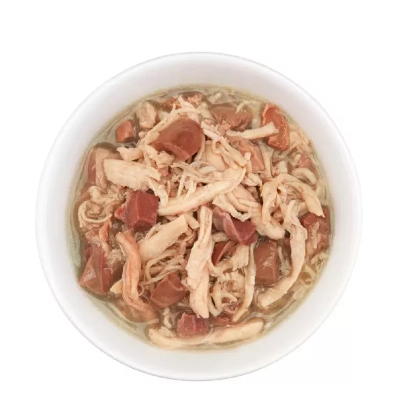 Šlapias kačių maistas Agras Pet Foods Schesir after Dark Complete Brühe 80 g – vištiena, be grūdų, be glitimo ir sojos