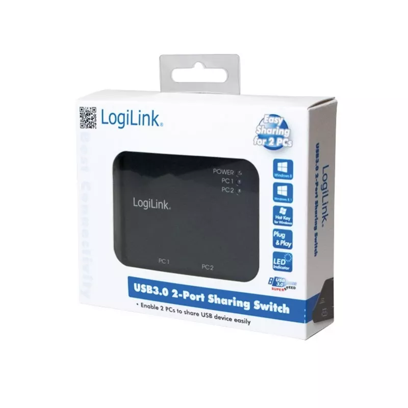 LogiLink UA0216 USB 3.0 perjungiklis, 2 kompiuteriai ir 1 USB įrenginys