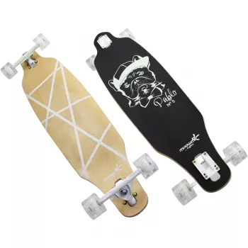Longboard Muuwmi Lights GLOW ABEC 7 su šviečiančiais ratais, juoda/žalia
