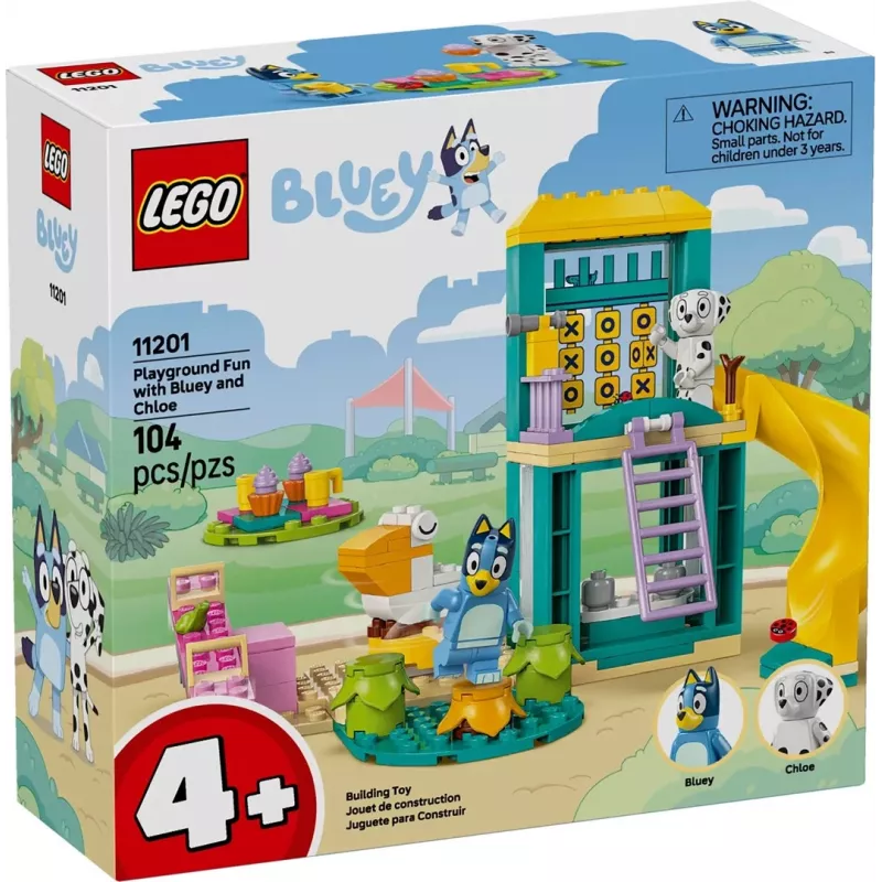 LEGO kaladėlių rinkinys 11201 Žaidimų aikštelės pramogos su Blue ir Chloe – minifigūrėlės, žaidimo scena