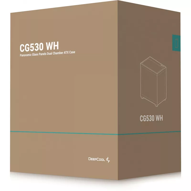 Korpusas DeepCool CG530 WH Midi Tower – ATX/Micro ATX/ITX, grūdintas stiklas, 2×3,5 col. + 3×2,5 col. vietos, palaiko iki 410 mm GPU