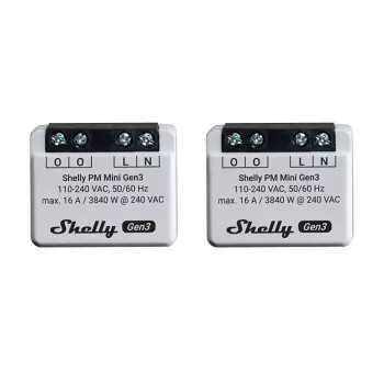Shelly PM Mini Gen3 energijos matuoklis, 2 vnt. rinkinys