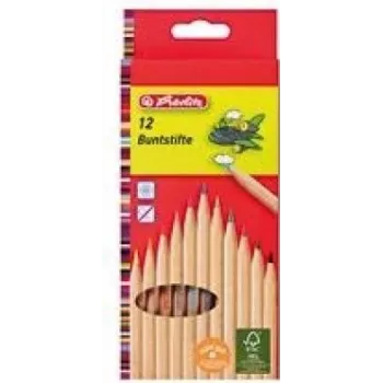 HERLITZ 8660086 rašiklių ir pieštukų rinkinys – medinis korpusas, 12 spalvų, 12 vnt.