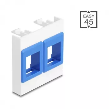 Snap-in rėmelis DELOCK 81557 – plastikinis keystone modulio rėmelis, 45×45×17,5 mm, mėlynas/ baltas